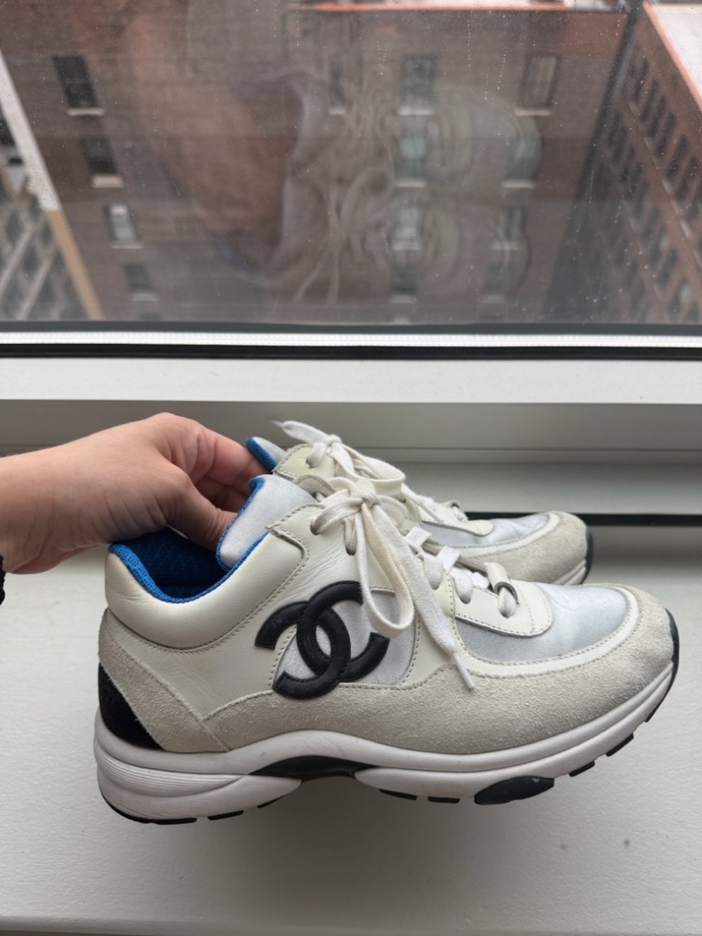 Chanel Cream & Black  Logo Trainer - Picture 3 of 7